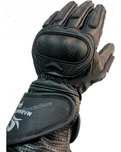 Guantes 100% Cuero Para Moto Caña Larga Con Protecciones