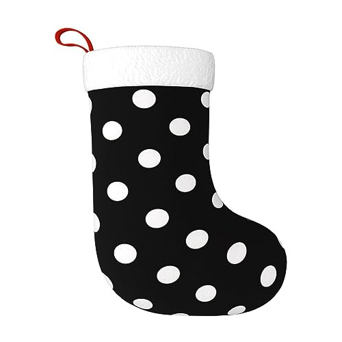 Calcetines Navideños De Lunares Blancos Y Negros, 17 , Decor