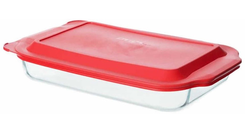 Fuente Asadera Pyrex Vidrio Tapa Horno Rectangular 2,8 Lt