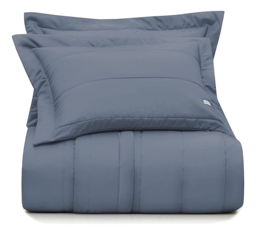 Altenburg Jogo De Colcha Queen Altenburg Cetim 300 Fios Azul Liso