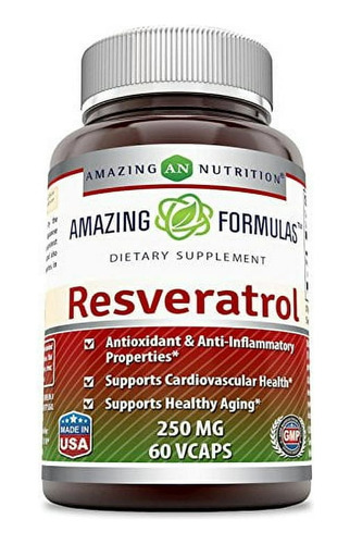 Amazing Fórmulas Resveratrol 250mg 60 Cápsulas Veganas 