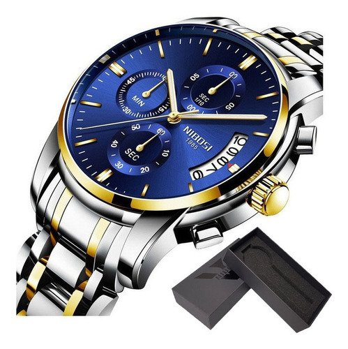 Reloj Cronógrafo Nibosi Luminous Con Esfera Grande