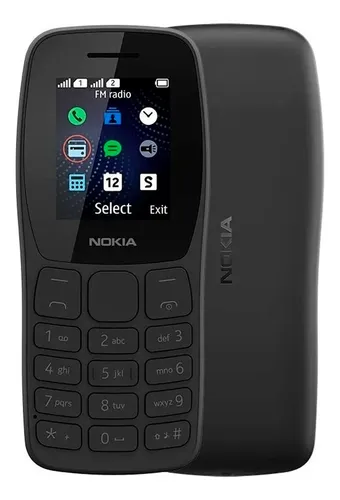 Teléfono celular Nokia Dual Sim para personas mayores de 15 horas con radio MP3 y linterna negra