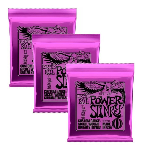 Pack X 3 Encordado Ernie Ball 011 Guitarra Electrica 2220 C