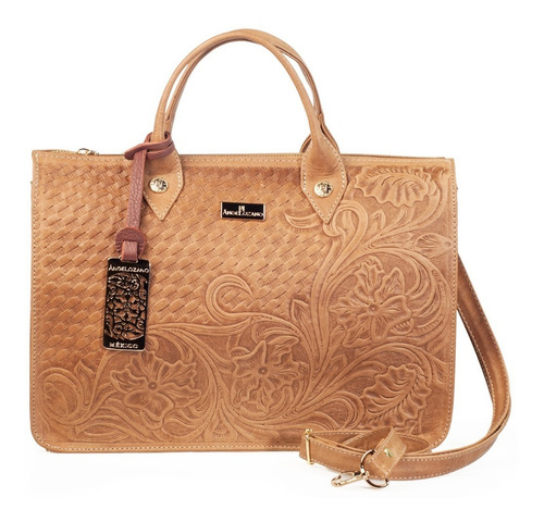 Imagen 1 de 7 de Bolsa De Piel Con Grabado Tipo Cincelado Bolso Dama Llavero