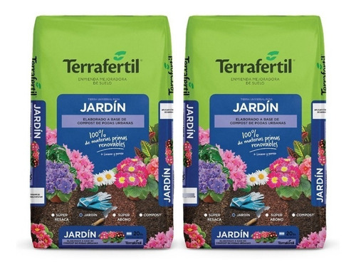 Tierra Fértil Para Jardín Terrafertil 20lts 2 Unidades Grow