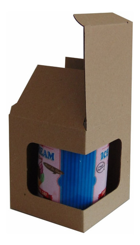 100 Cajas Carton Envios Taza Con Ventana 11x10x10cms Caja