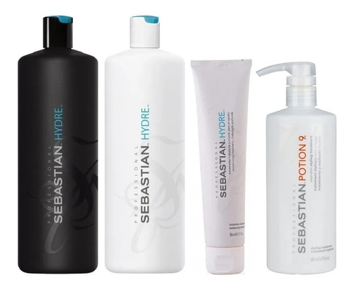 Shampoo1000ml+ Acondic+ Masc + Crema Potion9 Sebastian Hydre