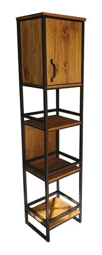 Mueble Industrial Rack Madera Biblioteca 40x35x180 Puerta 