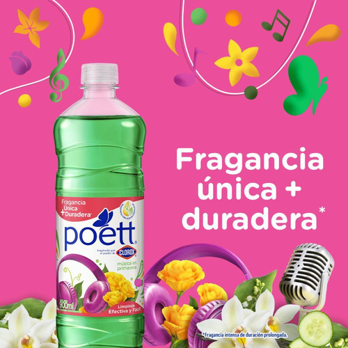 Limpiador De Piso Poett 900ml Música En Primvra. 12pzas