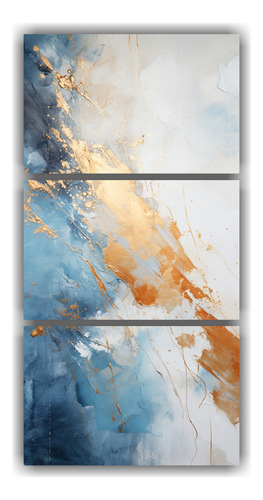 45x90cm Lienzos Abstractos Con Fondo Blanco Y Pintura Dorada