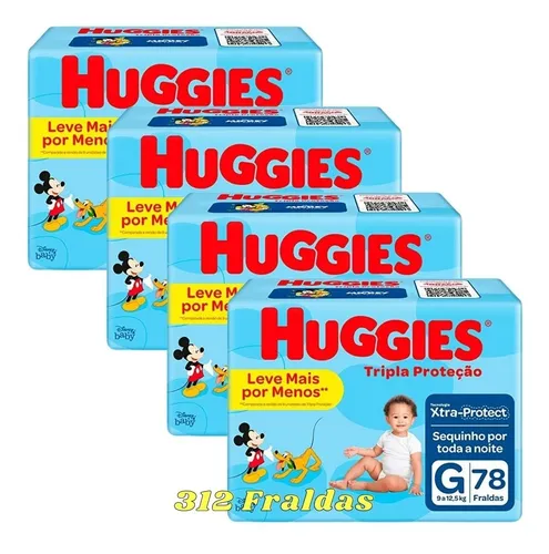comprar Kit 4 Pacotes Fraldas Huggies Tripla Proteção 78 Unidades G