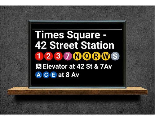 Cuadro Decorativo Subte Times Square Con Vidrio 20x30 Cm