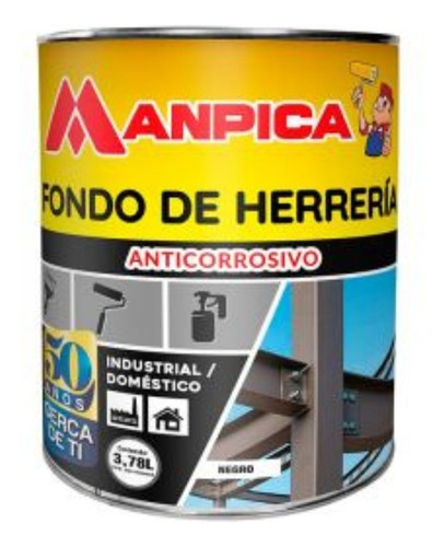 Fondo De Herrería Anticorrosivo Negro 1 Galon Manpica