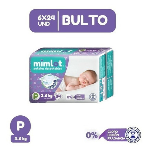 Pañales De Bebe Mimlot Talla P 24und Bulto - 6 Paq