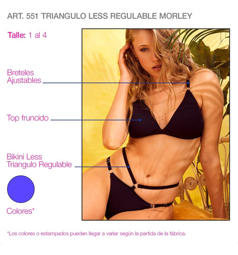 Imagen 2 de 6 de Malla Bikini Dolcisima 551 Triangulo Less Regulable Morley