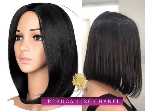 Peruca Curta Wig Chanel Cabelo Organico Liso