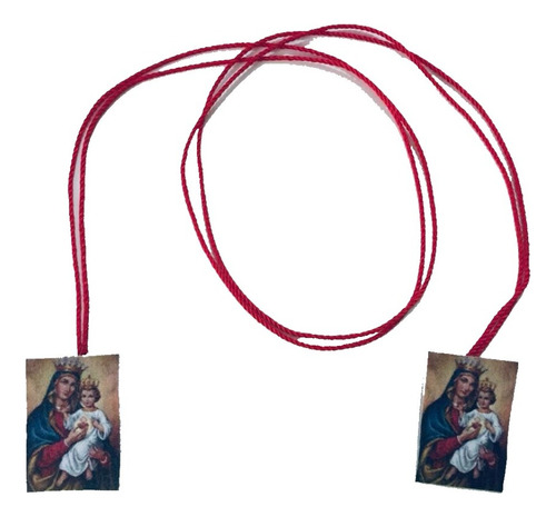 96 Collar Hilo Rojo Escapulario Virgen Sagrado Corazon Jesus