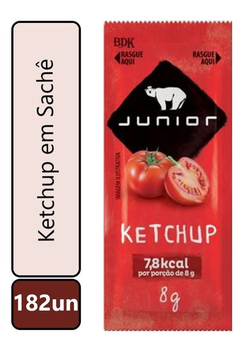 Ketchup Molho Tomates Tradicional Em Sachê 8g - 182un Junior