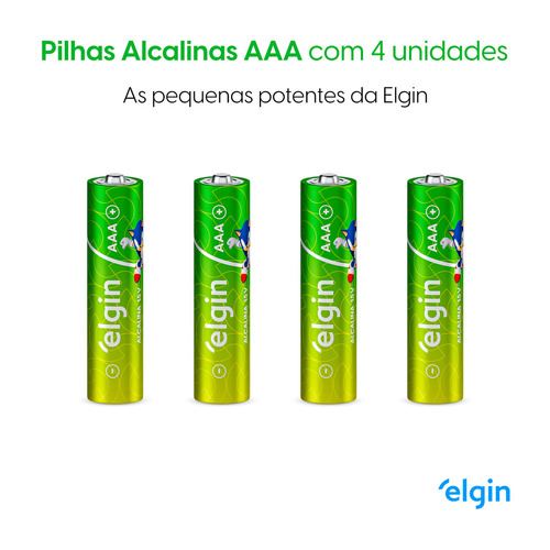 Pilha Elgin Alcalina AAA Cilíndrica - kit de 4 unidades
