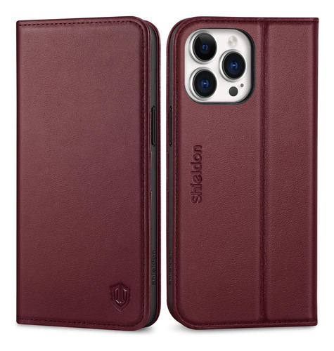 Funda Para iPhone 15 Pro Max Rojo Vino 6.7puLG Piel
