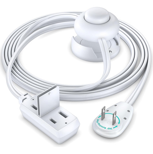 Cable Extensión Enchufe Plano Giratorio 360° Con Interruptor