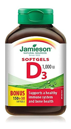 Jamieson Vitamina D 1.000iu Soft Gels Bonus 180 Unidades