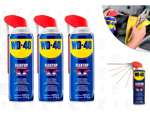 Kit 3 Wd-40 Desengripante 500ml Flextop (kit C/ 3)