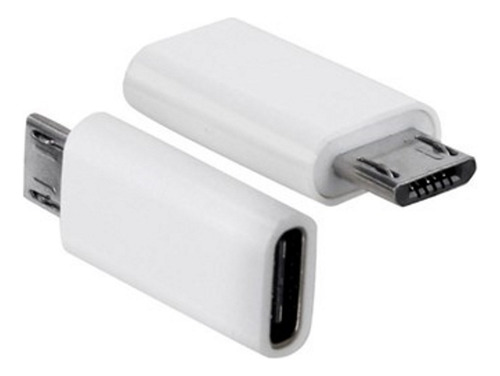 Conector Adaptador Hembra Tipo C A Micro Usb Macho En Blanco