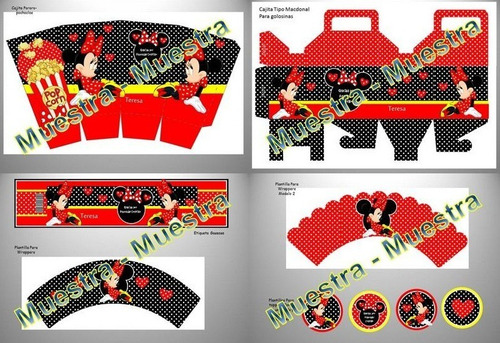 Kit Imprimible Minnie Roja Fiesta 3x1