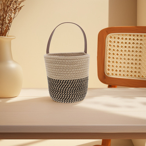 Cesta Colgante De Pared Tejida Con Cuerda De Algodón, Con He