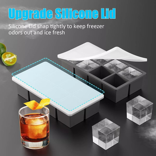 2 Moldes Silicona Para Cubitos Hielo Con Tapa