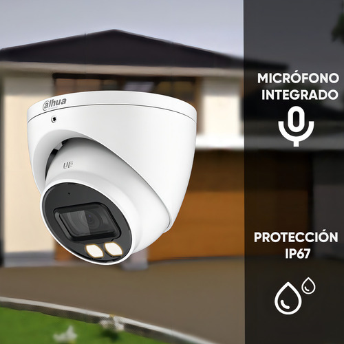 Dahua Cámara Domo Ip HDW2239TAS LED Resolución de 2mp Full Color Lente de 2.8 mm Leds para 30 Mts Ranura para MicroSD Entrada PoE Tecnología Inteligente H.265 Analíticos con IVS Protección IP67 Blanca