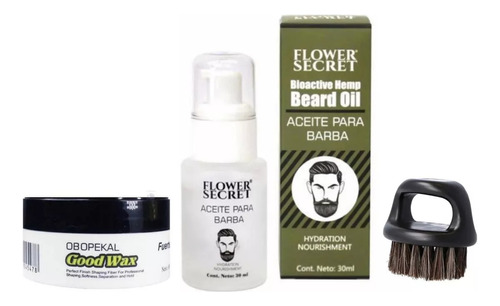 Kit Barba Cepillo + Cera + Aceite Barbería