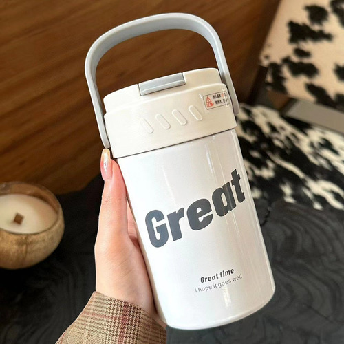 Taza Portátil De Acero Inoxidable Con Pajita