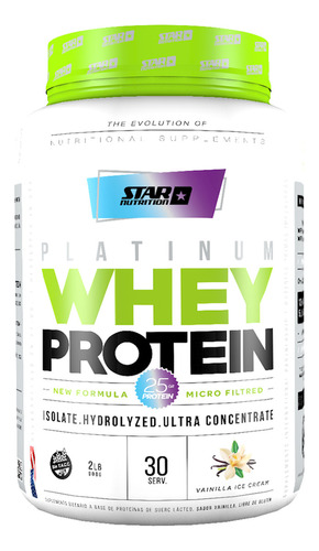 Suplemento en polvo Star Nutrition  Platinum Whey Protein proteína sabor vanilla ice cream en pote de 908g
