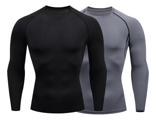 2pcs Playera Licra Deportiva Secado Rápido De Compresión
