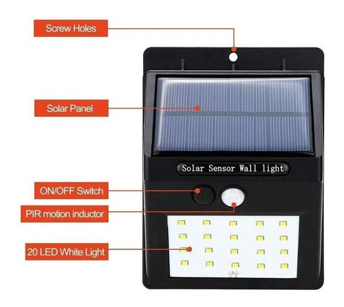 Lampara Solar Para Exterior Con Sensor De Movimiento, 2 Pzs