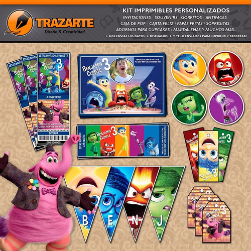 Kit Imprimible Intensamente Personalizado Candy Bar Trazarte