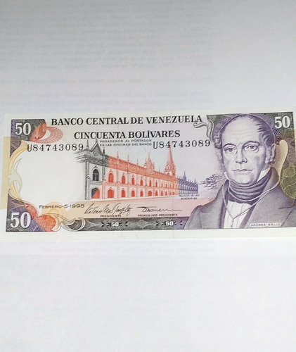 Billete De Colección De Venezuela De 50 Bs Año 1998