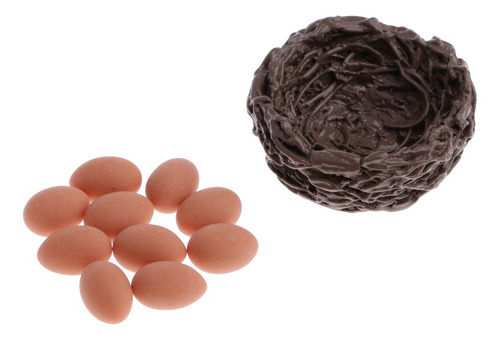 Nido De Pollo Miniatura Con 10 Huevos Para Casa De Mu?ecas