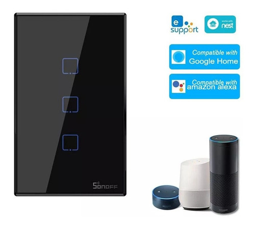 Imagem 2 de 9 de Interruptor Sonoff Inteligente Wi-fi 3 Botões Touch Alexa
