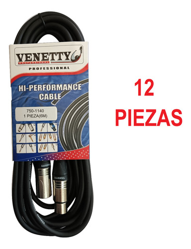 Set 12 Cables Microfono Xlr Canon De 6m Venetty 750-1140