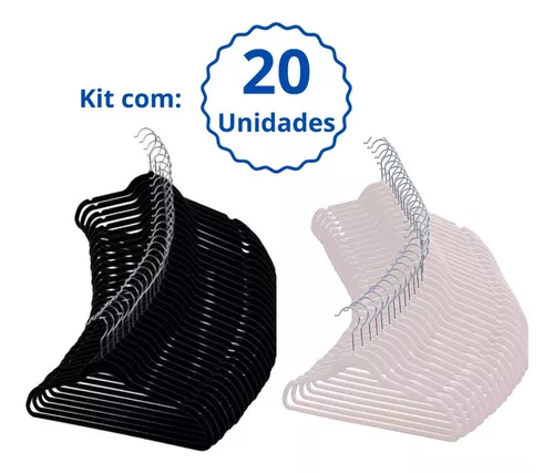 Pack De 20 Perchas De Terciopelo En Color Negro