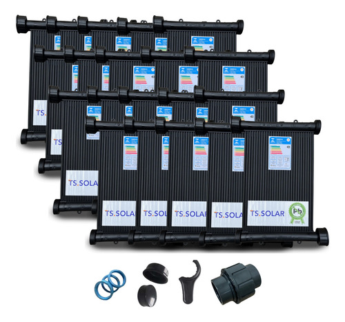 Kit 20 Placas 3mt 18m²/25.000 Lts Aquecedor Solar Piscina