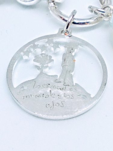 Imagen 4 de 8 de Pulsera Acero Blanco El Principito Con Piedra De La Luna