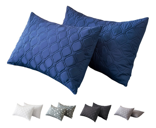2pcs Funda De Almohadas Impermeable Protector 50x92 Cm -king Color Azul