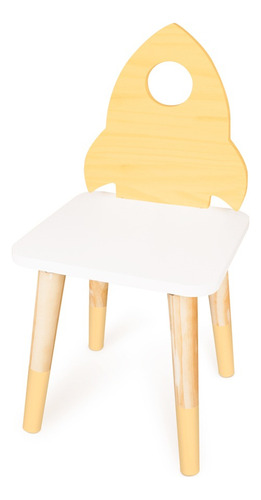 Cadeira Infantil De Madeira Mdf - Foguete - Amarelo Claro