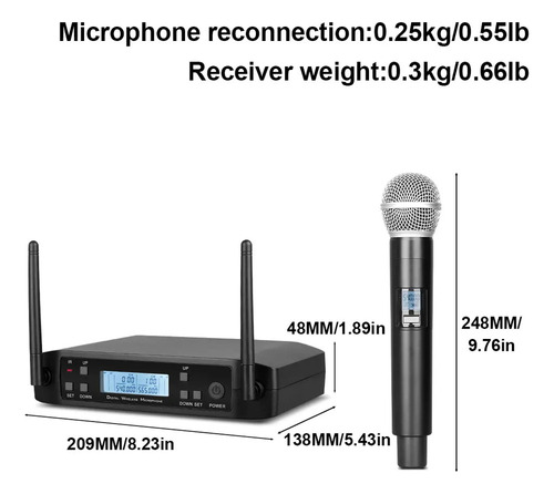 Sistema De Micrófonos Inalámbricos Uhf Negro