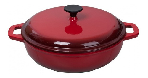 Imagen 3 de 6 de Caldero Con Tapa Cast Iron 30 X 8.5 Cm - Roja - 5 Litros